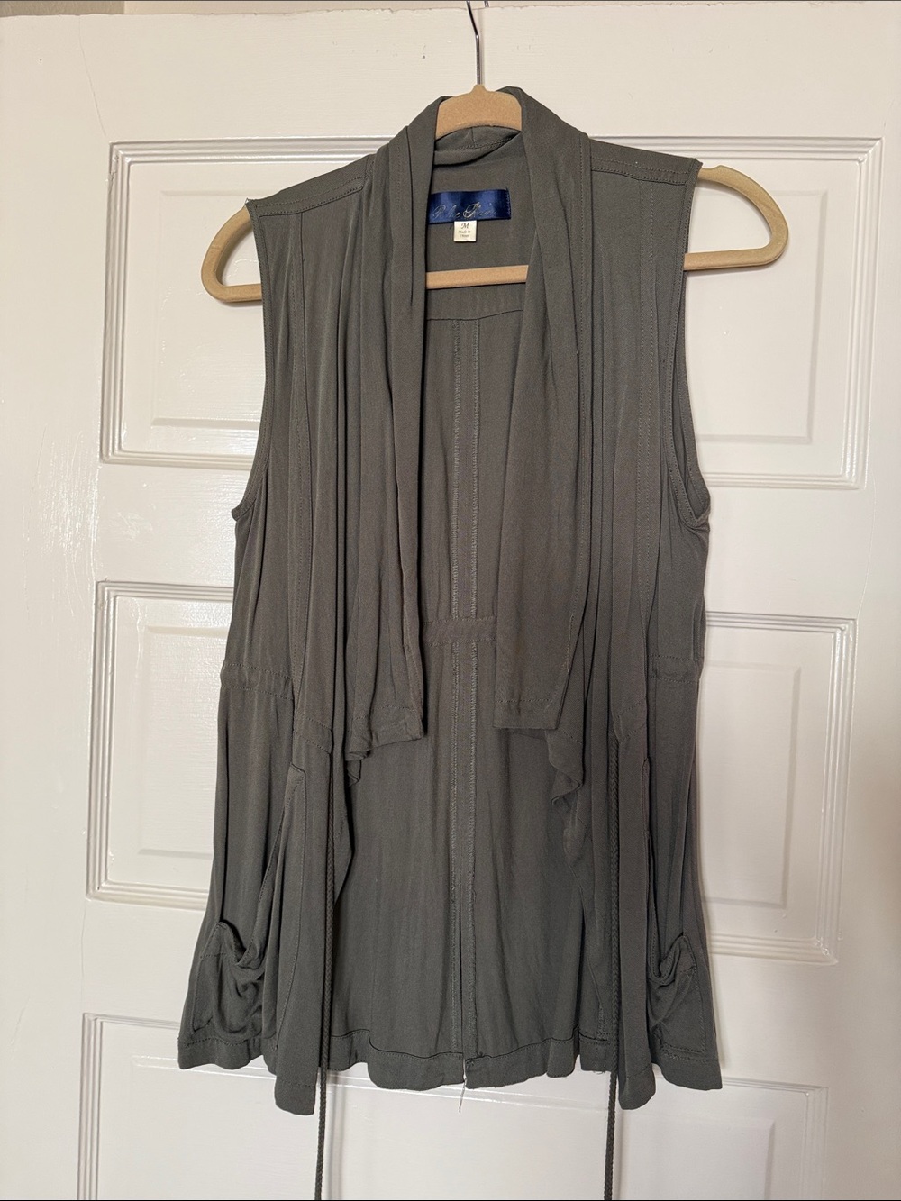 Blue Rain Olive Sleeveless Draped Vest